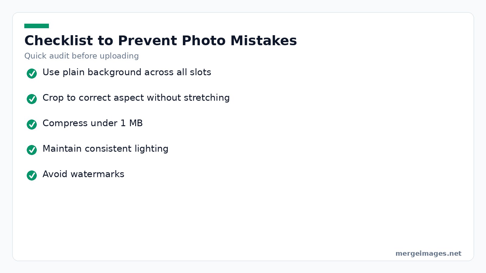 Checklist of common Etsy photo mistakes to review before publishing a listing