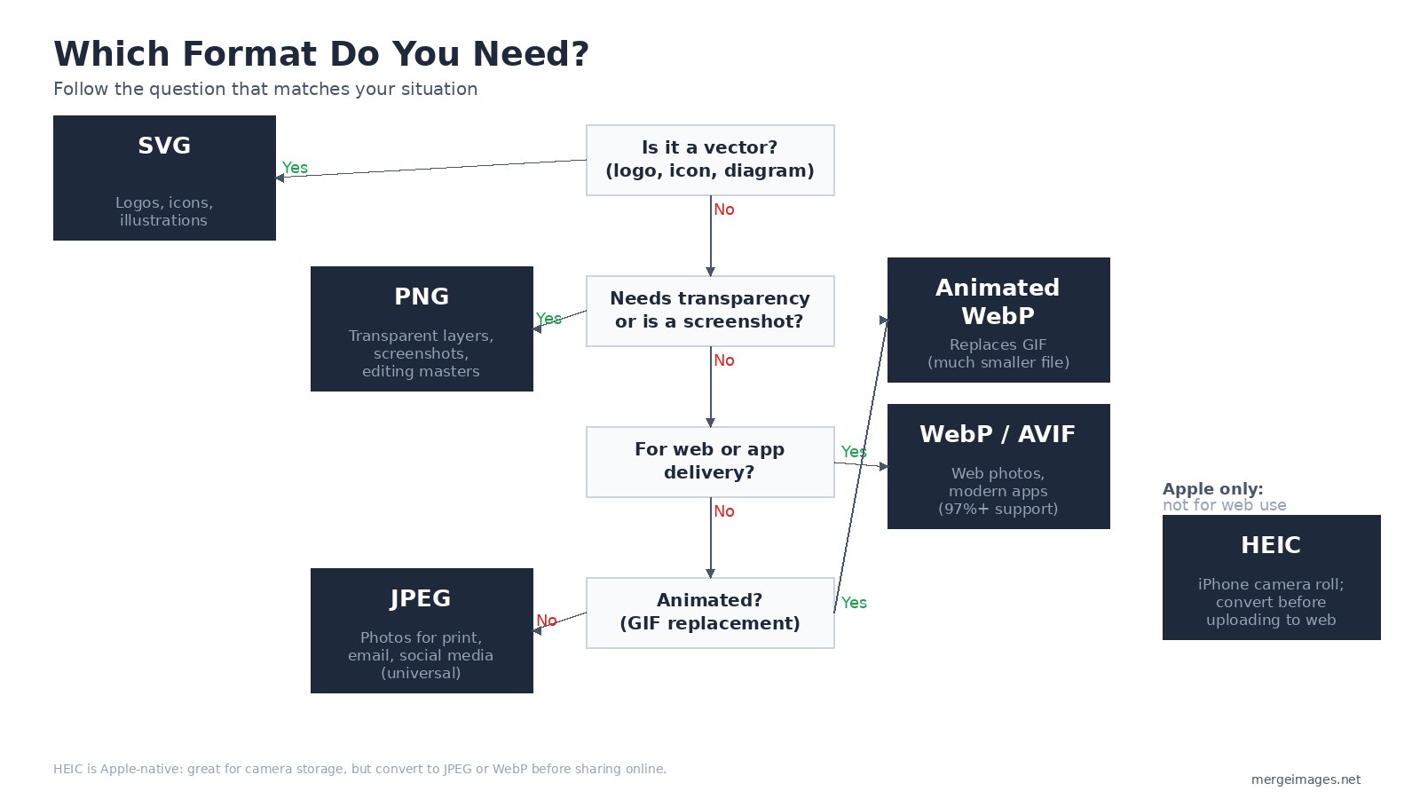 Format selection flowchart: from question to correct format