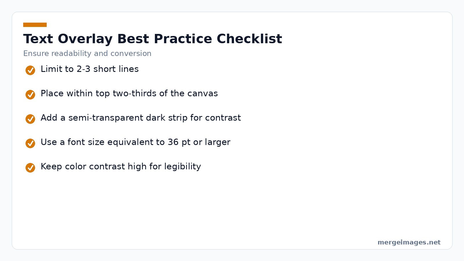 Checklist of best practices for adding text overlays to Pinterest pins