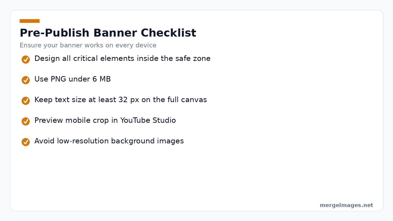Checklist of essential steps to avoid common YouTube banner design mistakes