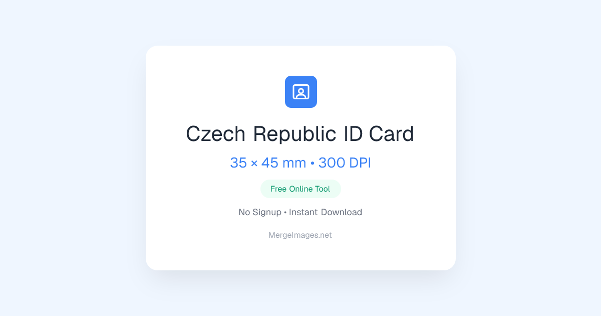 Czech Republic ID Card Photo — 35x45mm | Free Online Tool | MergeImages.net