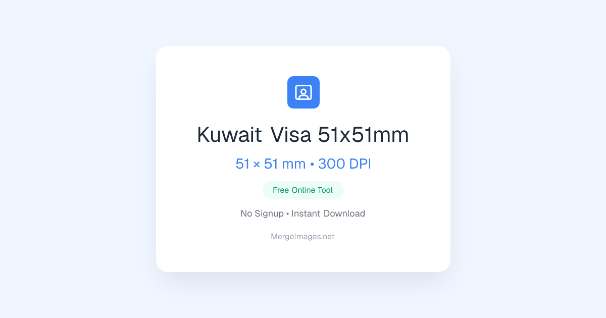 Kuwait Visa 51x51mm Photo — 51x51mm | Free Online Tool | MergeImages.net