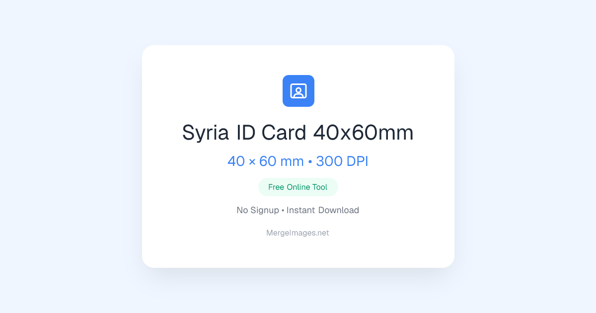 Syria ID Card 40x60mm Photo — 40x60mm | Free Online Tool | MergeImages.net