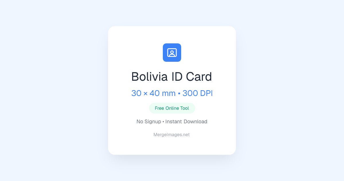 Foto de ID Card Bolivia — 30x40mm | Ferramenta Gratuita | MergeImages.net
